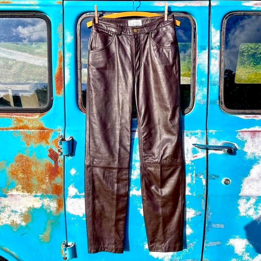 Gorgeous 90s Perry Ellis dark brown super soft lamb leather pants